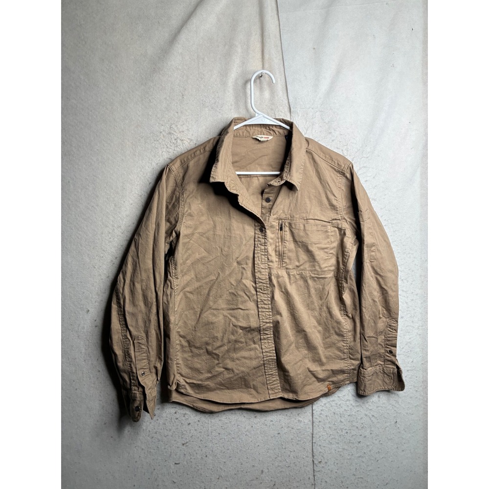 Wrangler Riggs Workwear Mens Tan Khaki Long Sleeve Button Down Utility Shirt L